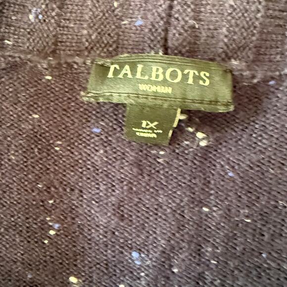 Talbots Navy Blue Speckled Ribbed open cardigan sweater size 1X/P - Picture 2 of 10